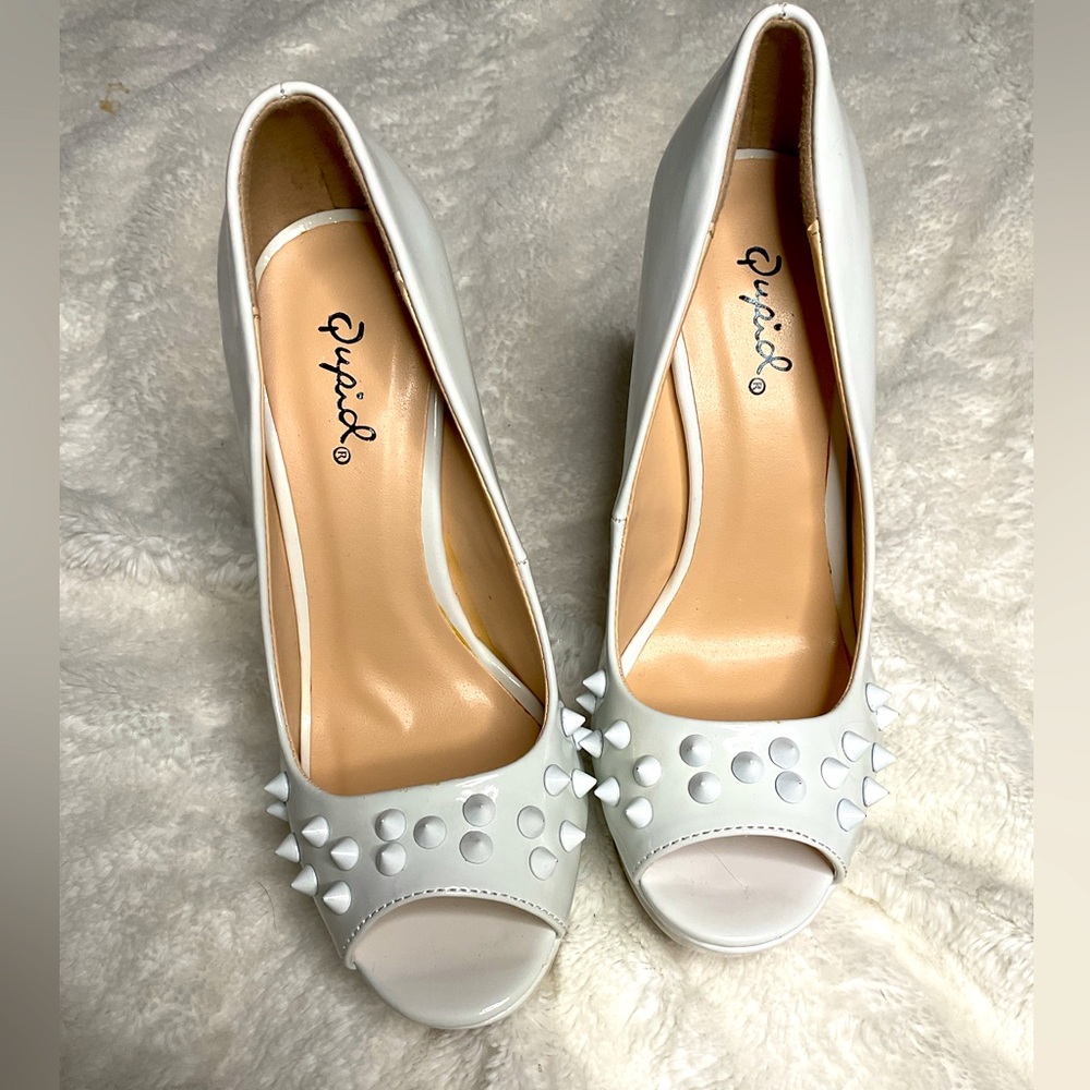 Qupid brand white heels with spikes
